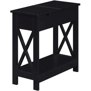 image:imageConvenience Concepts Oxford Flip Top End Table with Charging Station and Shelf WhiteBlack