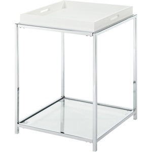 image:imageConvenience Concepts Palm Beach End Table with Shelf and Removable Trays WhiteWhite