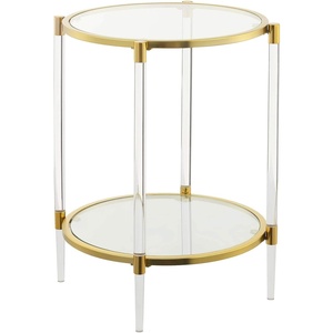 image:imageConvenience Concepts Royal Crest 2 Tier Acrylic Glass End Table GlassGoldGlassGold