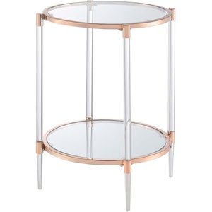 image:imageConvenience Concepts Royal Crest 2 Tier Acrylic Glass End Table GlassGoldRose GoldGlass