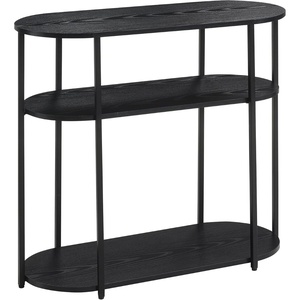 image:imageConvenience Concepts Simon Oval Hall Table 2375  3Tier Oval Entryway Table for Family Room Modern Storage Shelves for Display in Living Room Barnwood BlackBlack