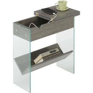 image:imageConvenience Concepts SoHo Flip Top End Table with Charging Station White Faux MarbleWeathered Gray