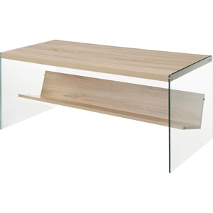 image:imageConvenience Concepts SoHo Glass Coffee Table 40  Modern Living Room Table with Storage Shelf Contemporary Coffee Table for Family Room Weathered WhiteWeathered White