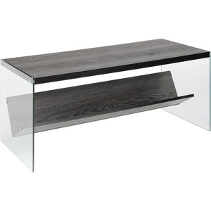 image:imageConvenience Concepts SoHo Glass Coffee Table 40  Modern Living Room Table with Storage Shelf Contemporary Coffee Table for Family Room Weathered WhiteWeathered Gray