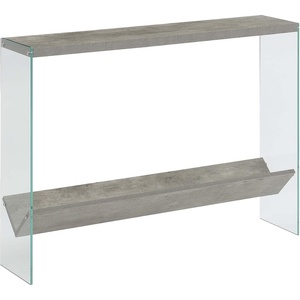 image:imageConvenience Concepts SoHo Glass Console Table 42  Modern Sofa Table with Storage Shelf Narrow Entryway Hall Table for Living Room Display Accent Table Weathered GrayFaux Birch