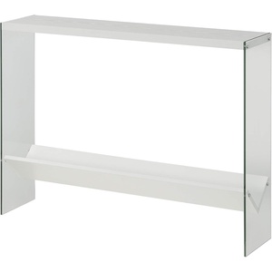 image:imageConvenience Concepts SoHo Glass Console Table 42  Modern Sofa Table with Storage Shelf Narrow Entryway Hall Table for Living Room Display Accent Table WhiteWhiteGlass