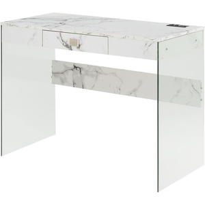 image:imageConvenience Concepts SoHo Glass Desk with Charging Station 42 Faux White MarbleFaux White Marble