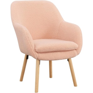 image:imageConvenience Concepts Take a Seat Charlotte Accent Chair Black Faux LeatherSherpa Blush