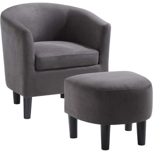image:imageConvenience Concepts Take a Seat Churchill Accent Chair with Ottoman Dark Gray MicrofiberDark Gray Microfiber