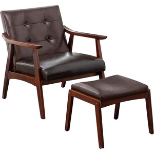 image:imageConvenience Concepts Take a Seat Natalie Accent Armchair and Ottoman Set 275  MidCentury Modern Lounge Chair with Foot Stool Set for Living Room Bedroom Espresso Faux Leather