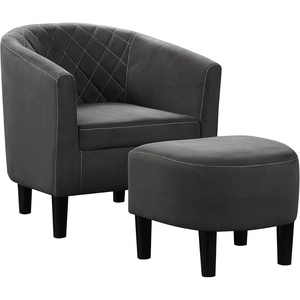 image:imageConvenience Concepts Take a Seat Roosevelt Accent Chair with Ottoman Set 2775  Modern MidBack Barrel Accent Chair with UShaped Ottoman for Living Room Bedroom Office Dark Gray Microfiber
