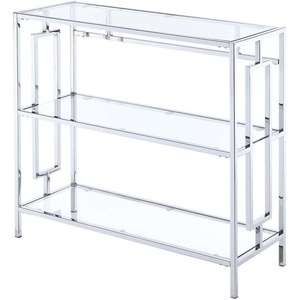 image:imageConvenience Concepts Town Square Chrome 3 Tier Bookcase Clear Glass  Chrome Frame