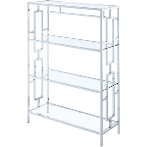 image:imageConvenience Concepts Town Square Chrome 4 Tier Bookcase Clear Glass  Chrome Frame