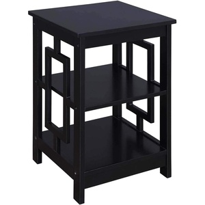 image:imageConvenience Concepts Town Square End Table with Shelves DriftwoodWhiteBlack
