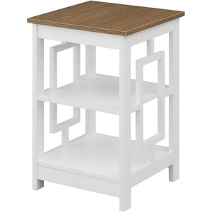 image:imageConvenience Concepts Town Square End Table with Shelves DriftwoodWhiteDriftwoodWhite