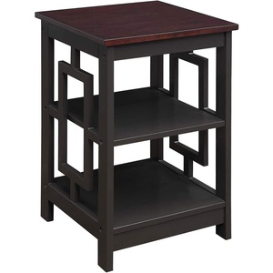 image:imageConvenience Concepts Town Square End Table with Shelves DriftwoodWhiteEspresso