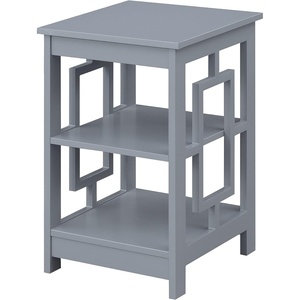 image:imageConvenience Concepts Town Square End Table with Shelves DriftwoodWhiteGrey