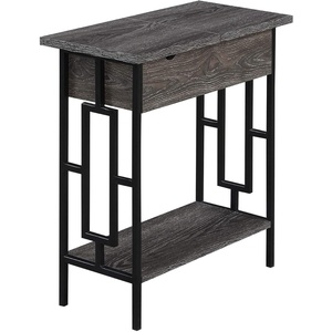 image:imageConvenience Concepts Town Square Flip Top End Table with Charging Station Weathered GrayBlack