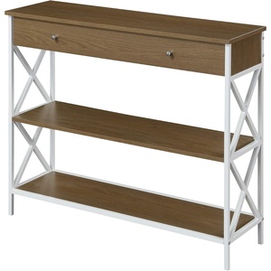 image:imageConvenience Concepts Tucson 1Drawer Console Table with Shelves BlackBlackDriftwoodWhite