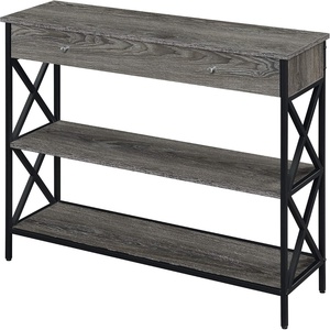 image:imageConvenience Concepts Tucson 1Drawer Console Table with Shelves BlackBlackWeathered GrayBlack