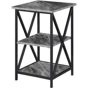 image:imageConvenience Concepts Tucson Cobalt End Table with Shelves R40633 Cobalt BlueBlackGray Faux MarbleBlack