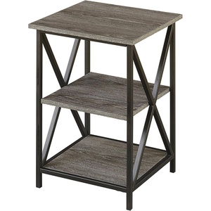 image:imageConvenience Concepts Tucson End Table with Shelves Weathered GrayBlackWeathered GrayBlack