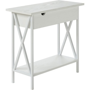 image:imageConvenience Concepts Tucson Flip Top End Table with Charging Station 2375  Modern Living Room Table with Storage Shelf Side Table Side Table English OakBlackWhiteWhite