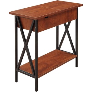 image:imageConvenience Concepts Tucson Flip Top End Table with Charging Station 2375  Modern Living Room Table with Storage Shelf Side Table Side Table English OakBlackCherryBlack