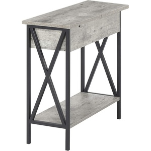 image:imageConvenience Concepts Tucson Flip Top End Table with Charging Station 2375  Modern Living Room Table with Storage Shelf Side Table Side Table English OakBlackFaux BirchBlack