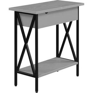 image:imageConvenience Concepts Tucson Flip Top End Table with Charging Station 2375  Modern Living Room Table with Storage Shelf Side Table Side Table English OakBlackGrayBlack