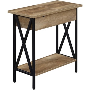 image:imageConvenience Concepts Tucson Flip Top End Table with Charging Station 2375  Modern Living Room Table with Storage Shelf Side Table Side Table English OakBlackWeathered BarnwoodBlack