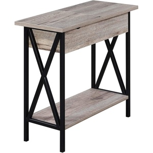 image:imageConvenience Concepts Tucson Flip Top End Table with Charging Station 2375  Modern Living Room Table with Storage Shelf Side Table Side Table WhiteWhiteSandstone
