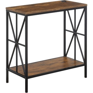 image:imageConvenience Concepts Tucson Starburst Chairside End Table with Charging Station and Shelf Weathered GrayBlackBarnwoodBlack