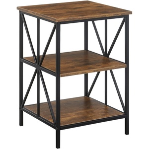 image:imageConvenience Concepts Tucson Starburst End Table with Shelves Weathered GrayBlackBarnwoodBlack