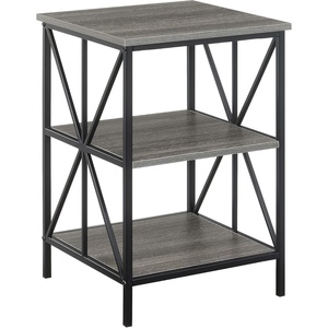 image:imageConvenience Concepts Tucson Starburst End Table with Shelves Weathered GrayBlackWeathered GrayBlack