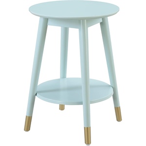 image:imageConvenience Concepts Wilson Mid Century Round End Table with Bottom Shelf White 1775 in x 1775 in x 24 in D x W x HSea Foam