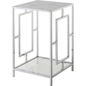 image:imageTown Square Chrome End Table with Shelf White Faux MarbleChromeWhite Faux MarbleChrome