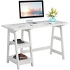 image:imageConvenience Concepts 090107ES Trestle Desk EspressoWhite Faux MarbleWhite