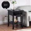 image:imageConvenience Concepts American Heritage Logan End Table with USB Ports amp AC Outlet 18  Square Living Room Side Table with Storage Drawer amp PullOut Shelf Bedroom Nightstand with Charging WhiteBlack