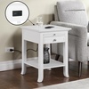 image:imageConvenience Concepts American Heritage Logan End Table with USB Ports amp AC Outlet 18  Square Living Room Side Table with Storage Drawer amp PullOut Shelf Bedroom Nightstand with Charging WhiteWhite