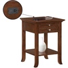 image:imageConvenience Concepts American Heritage Logan End Table with USB Ports amp AC Outlet 18  Square Living Room Side Table with Storage Drawer amp PullOut Shelf Bedroom Nightstand with Charging WhiteEspresso