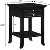 image:imageConvenience Concepts American Heritage Logan End Table with USB Ports amp AC Outlet 18  Square Living Room Side Table with Storage Drawer amp PullOut Shelf Bedroom Nightstand with Charging WhiteBlack
