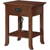 image:imageConvenience Concepts American Heritage Logan End Table with USB Ports amp AC Outlet 18  Square Living Room Side Table with Storage Drawer amp PullOut Shelf Bedroom Nightstand with Charging WhiteEspresso