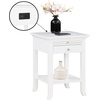 image:imageConvenience Concepts American Heritage Logan End Table with USB Ports amp AC Outlet 18  Square Living Room Side Table with Storage Drawer amp PullOut Shelf Bedroom Nightstand with Charging WhiteWhite