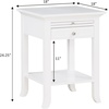 image:imageConvenience Concepts American Heritage Logan End Table with USB Ports amp AC Outlet 18  Square Living Room Side Table with Storage Drawer amp PullOut Shelf Bedroom Nightstand with Charging WhiteWhite
