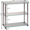 image:imageConvenience Concepts Designs2Go Classic Glass 3Tier Bookshelf 28  Modern Media Stainless Steel Bookcase for Living Room Display Storage Shelves for Family Room Bathroom Office BlackBlackGlass