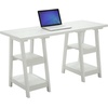 image:imageConvenience Concepts Designs2Go Double Trestle Desk with Shelves BlackWhite