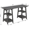 image:imageConvenience Concepts Designs2Go Double Trestle Desk with Shelves EspressoCharcoal Gray