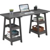 image:imageConvenience Concepts Designs2Go Double Trestle Desk with Shelves EspressoCharcoal Gray