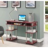image:imageConvenience Concepts Designs2Go No Tools Desk Home Office Desk with Shelves Corner Shelf Vanity Desk Computer Desk Nail Table for Nail Tech  4725 L x 1575 W x 30 H EspressoDark Cranberry Red